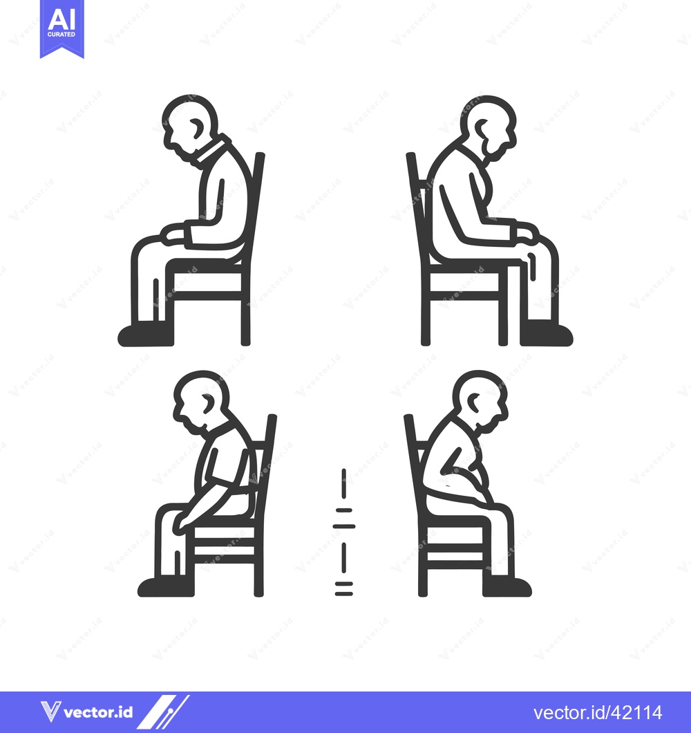 Premium Vector dari Four Illustrations of a Person Sitting on a Chair with Different Postu