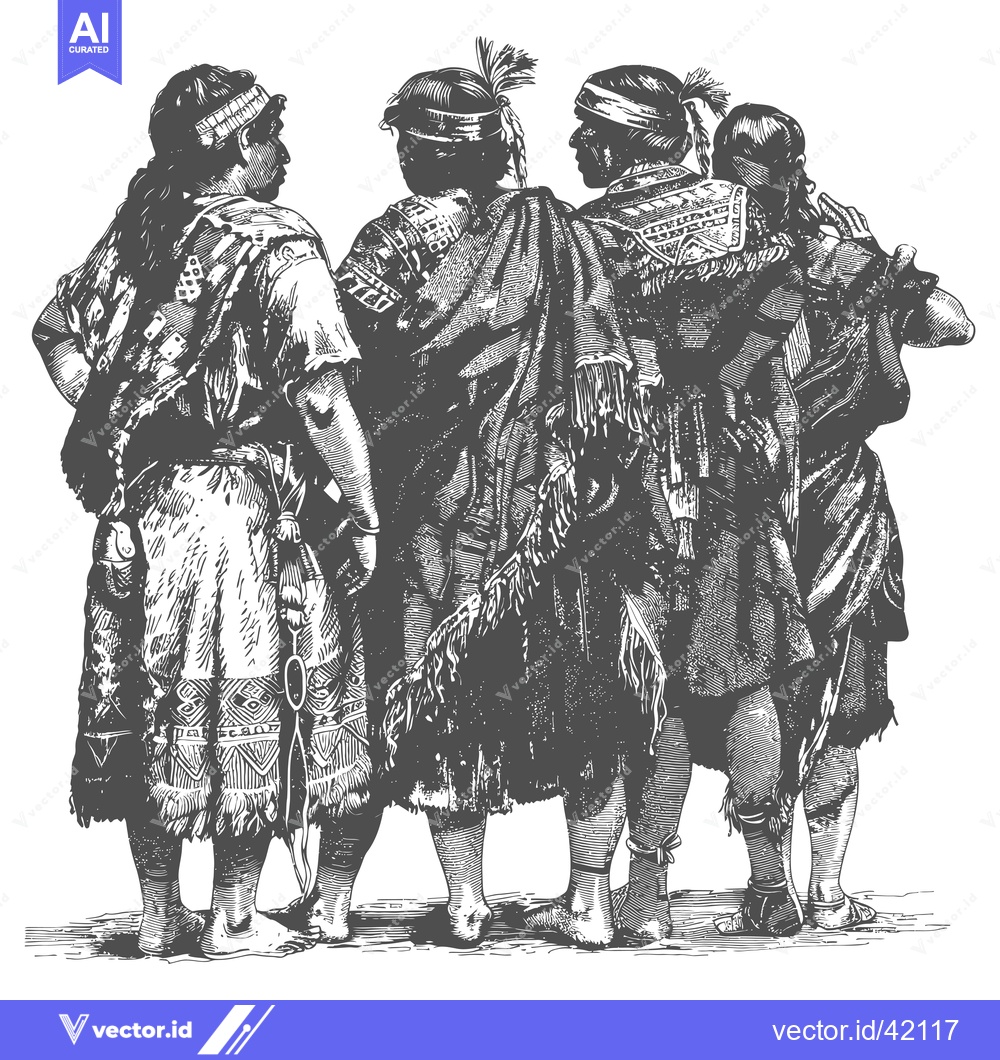 Premium Vector dari Four Indigenous People in Traditional Clothing