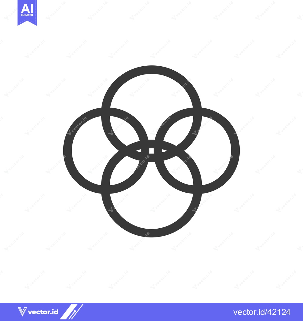 Premium Vector dari Four Interlocking Circles, Simple Black Line Art Design