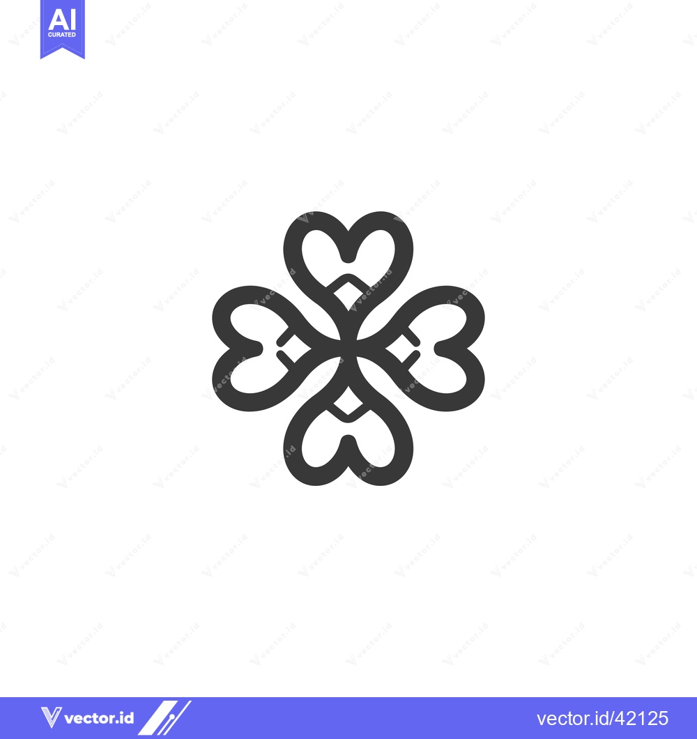 Premium Vector of Four Interlocking Heart Shapes Form a Geometric Flower