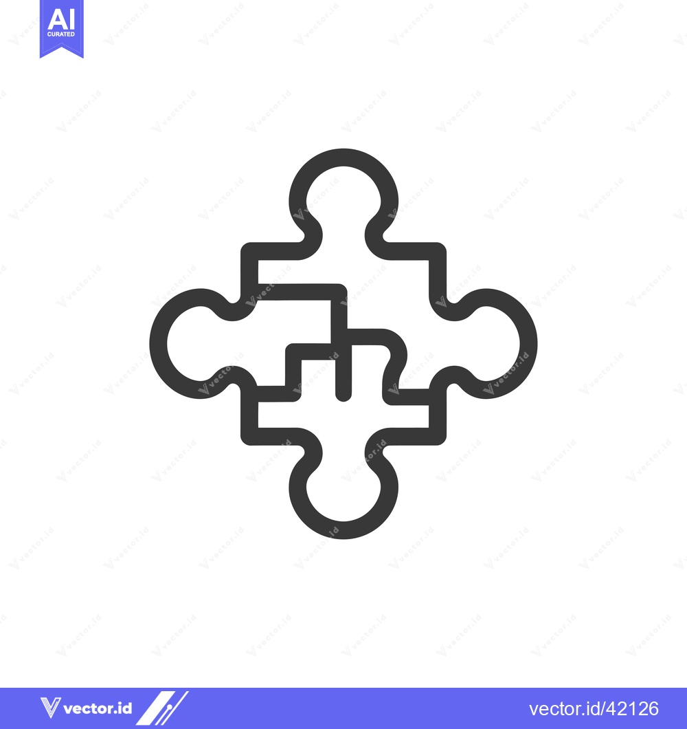 Premium Vector dari Four Interlocking Puzzle Pieces in a Square Formation