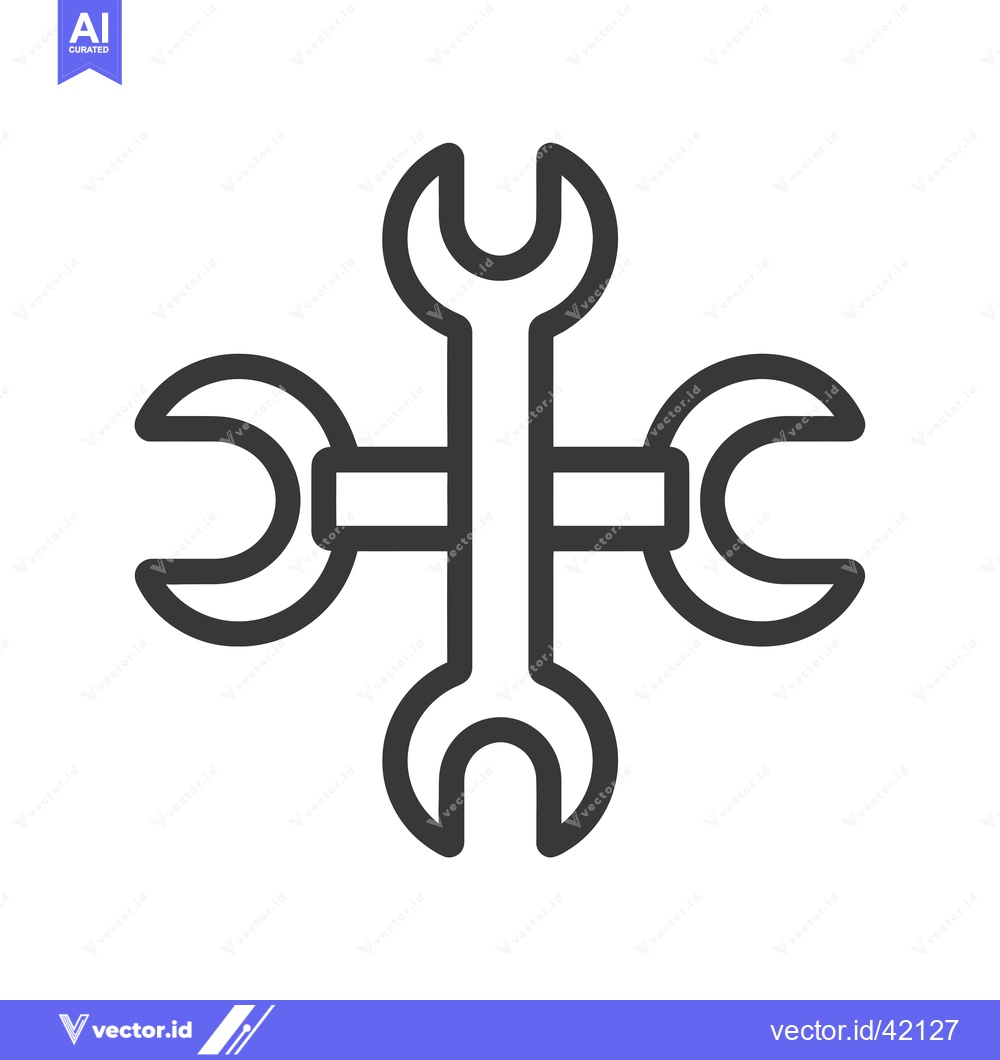 Premium Vector dari Four Interlocking Wrenches Icon