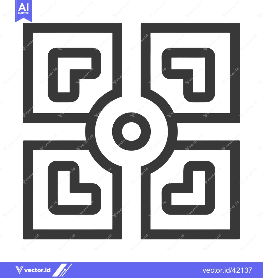Premium Vector dari Four L-shaped figures around a center circle