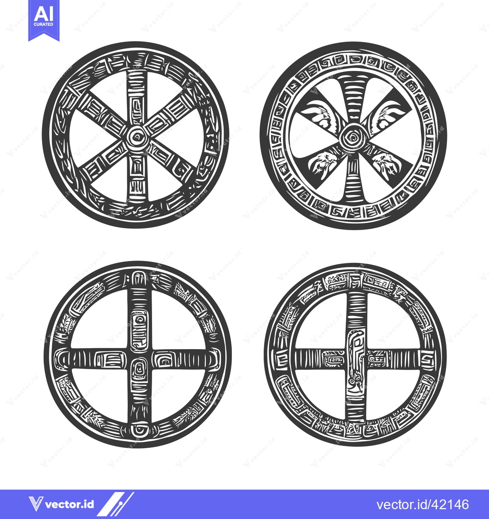 Premium Vector of Four Ornate Circular Designs with Geometric and Abstract Patterns