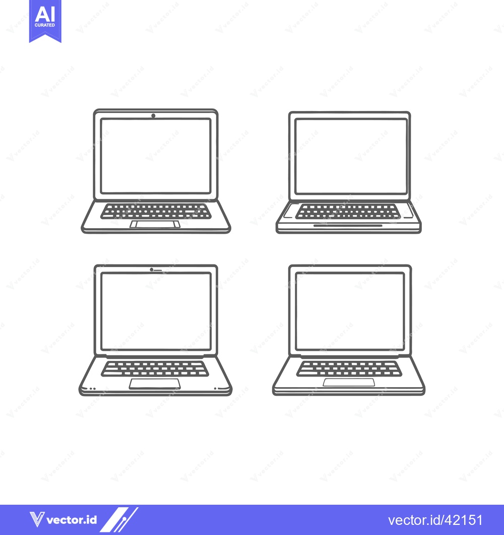 Premium Vector of Four Outline Drawings of Closed Laptops