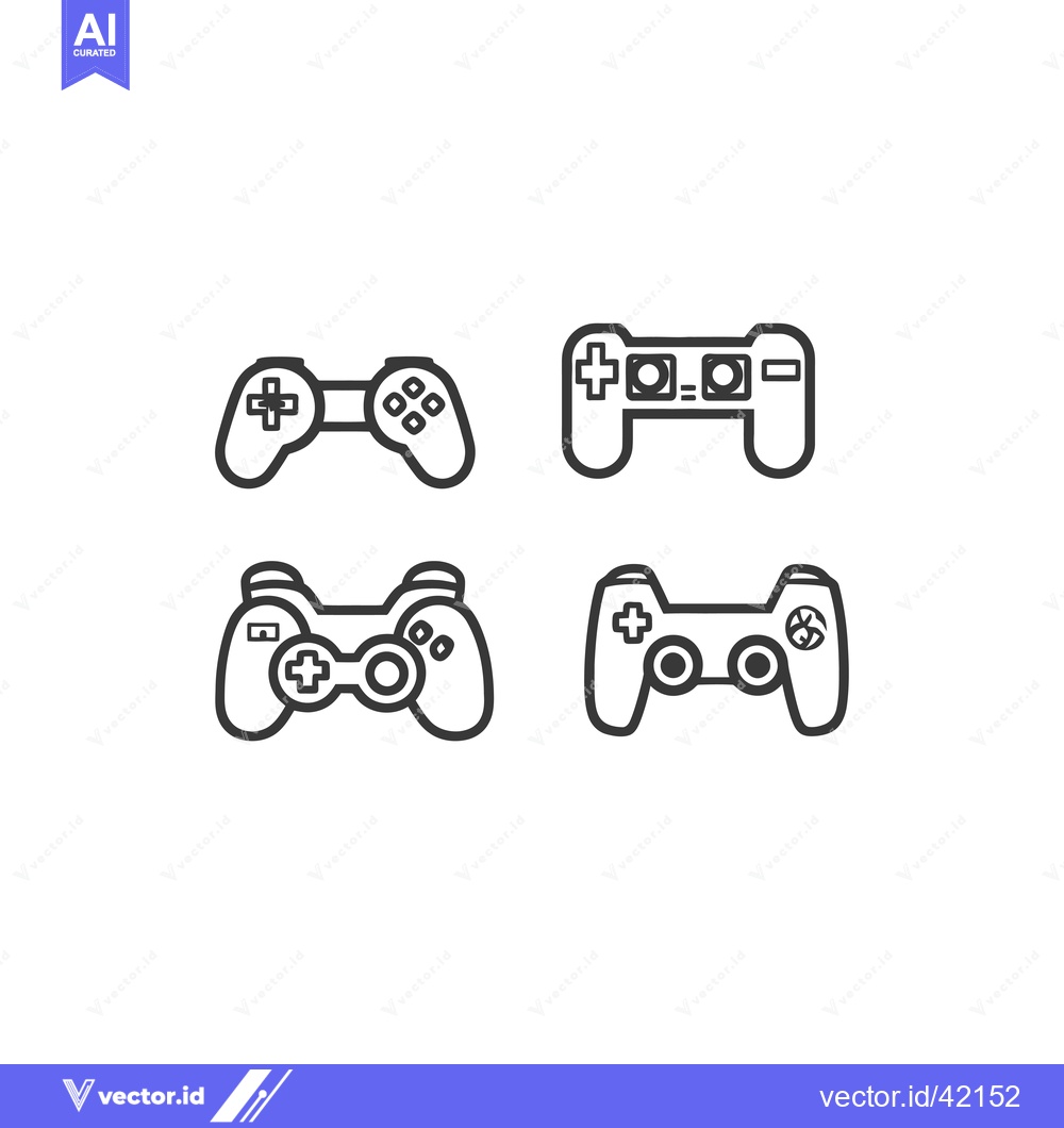 Premium Vector of Four Outline Drawings of Game Controllers