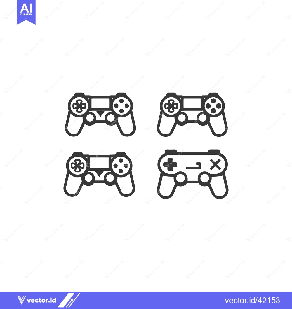 Premium Vector of Four Outline Illustrations of Video Game Controllers