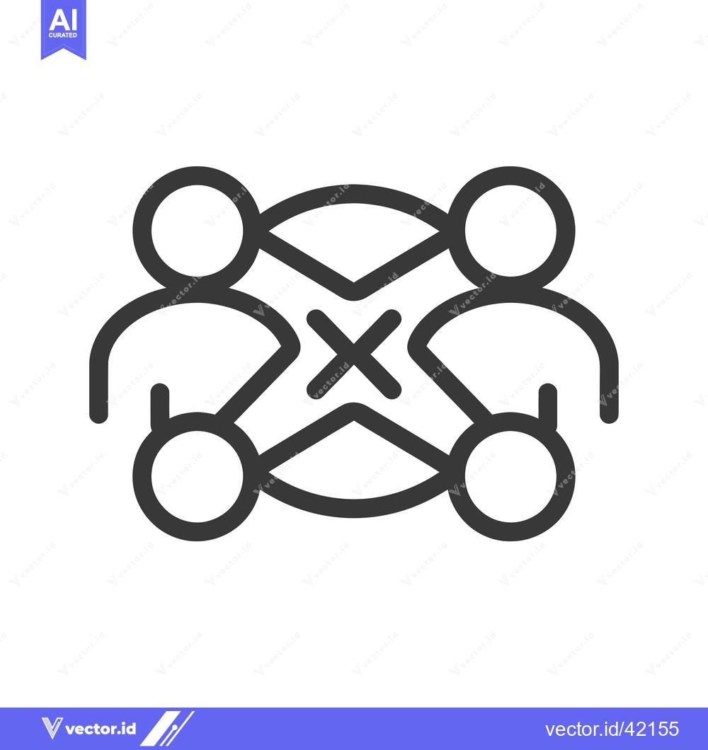 Premium Vector dari Four People Connected in a Circle with a Cross in the Center
