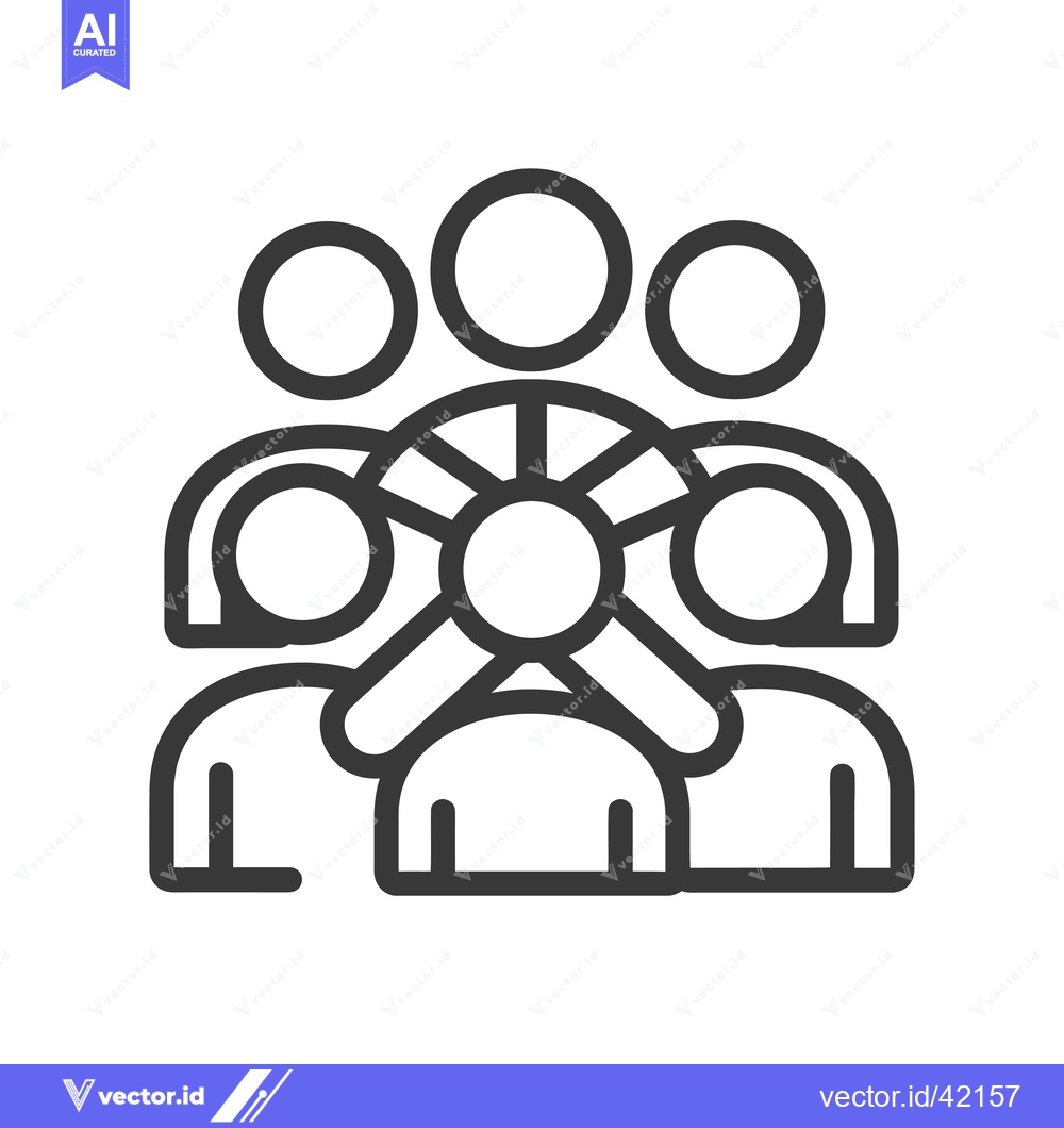 Premium Vector dari Four People Holding a Circle with Spokes