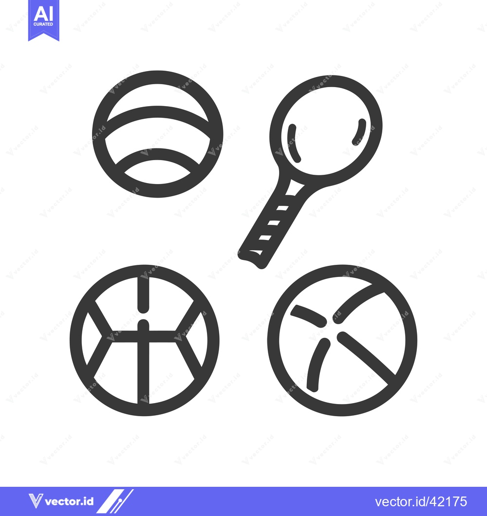 Premium Vector dari Four Simple Line Drawings of Balls and a Magnifying Glass