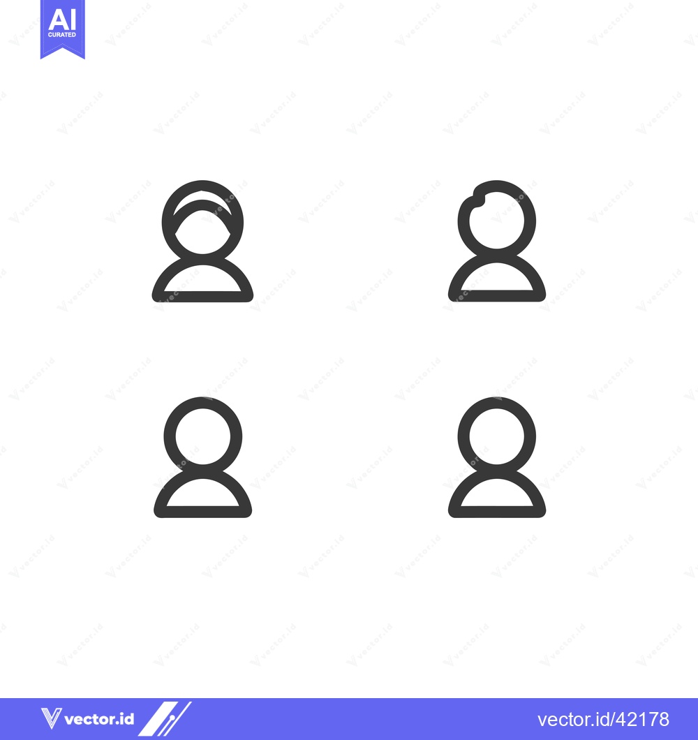 Premium Vector dari Four Simple User Profile Icons with Variations in Head Shape