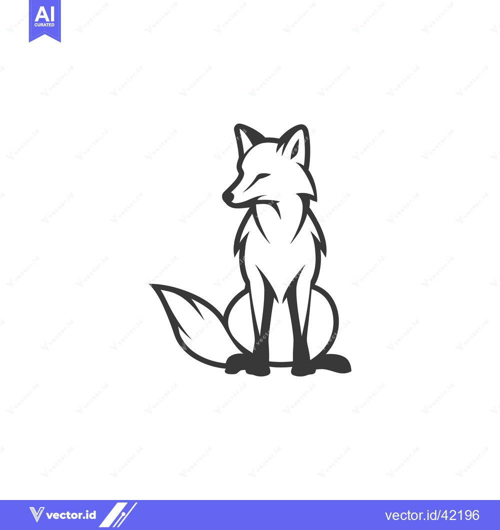 Premium Vector dari Simple illustrated design showing a sitting fox against white backgrou