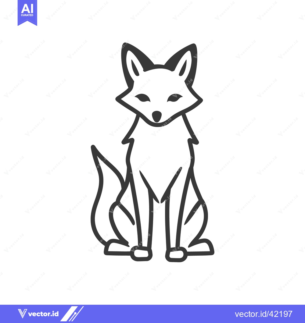 Premium Vector dari A stylized depiction of a fox in a seated position