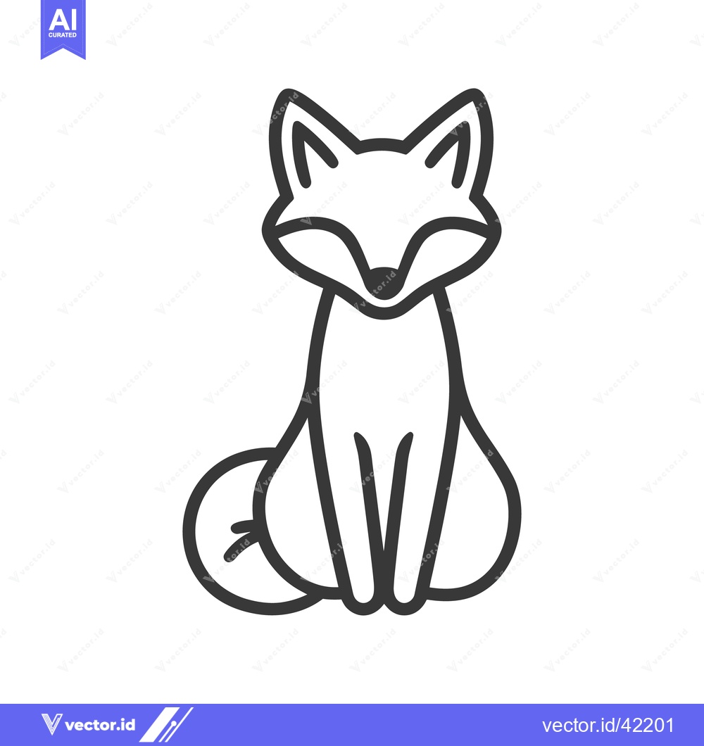 Premium Vector dari A simplified black and white line drawing of a fox