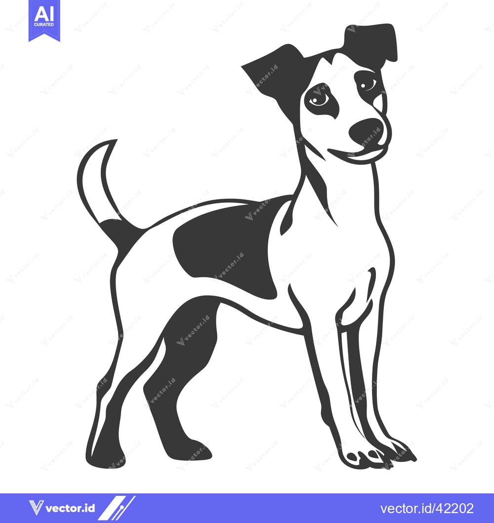 Premium Vector dari A stylized black and white illustration of a standing dog
