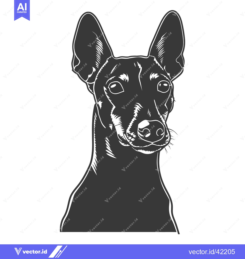 Premium Vector dari A detailed monochrome image of a dog looking forward