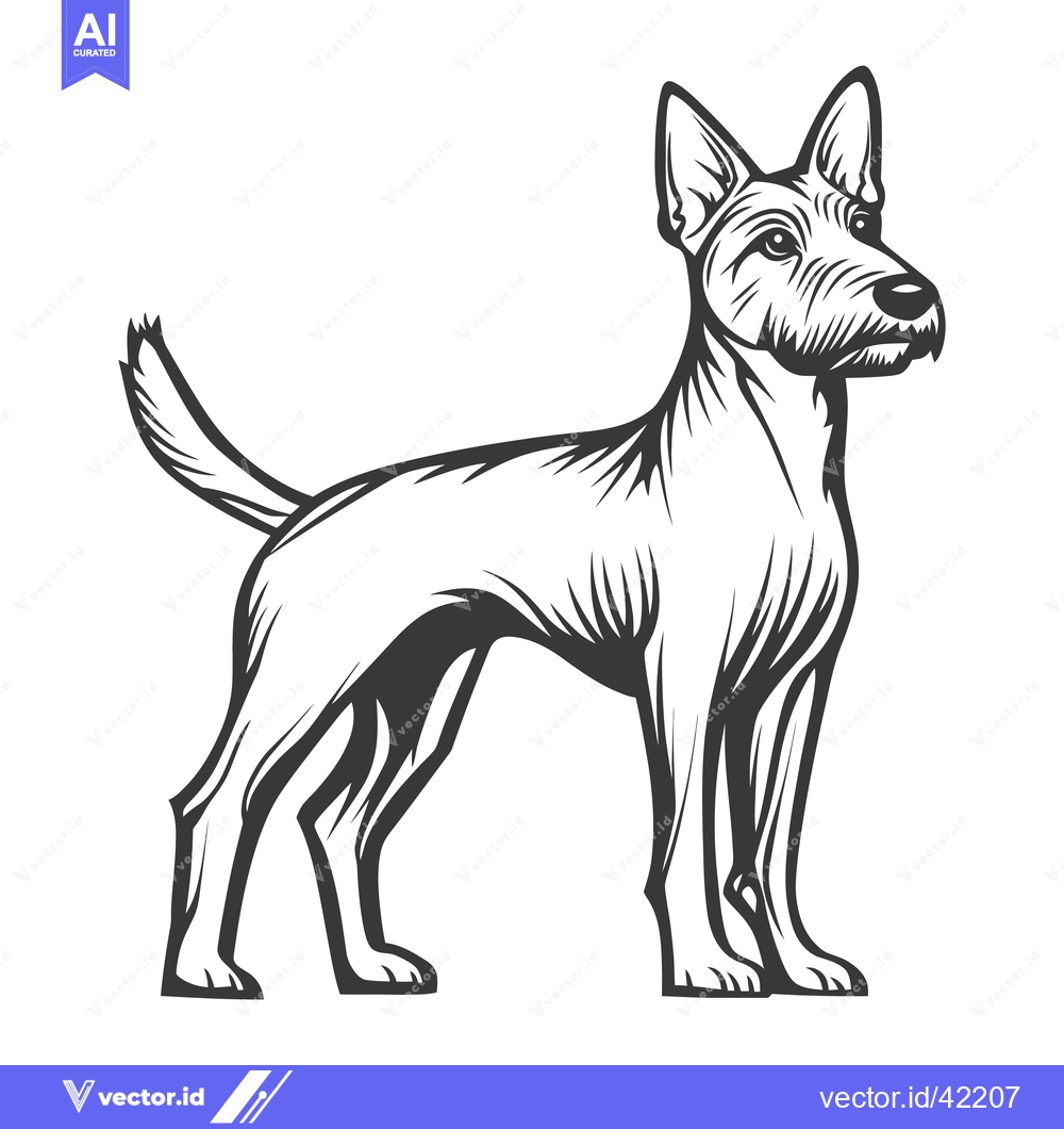 Premium Vector dari A monochromatic illustration of a dog standing in profile