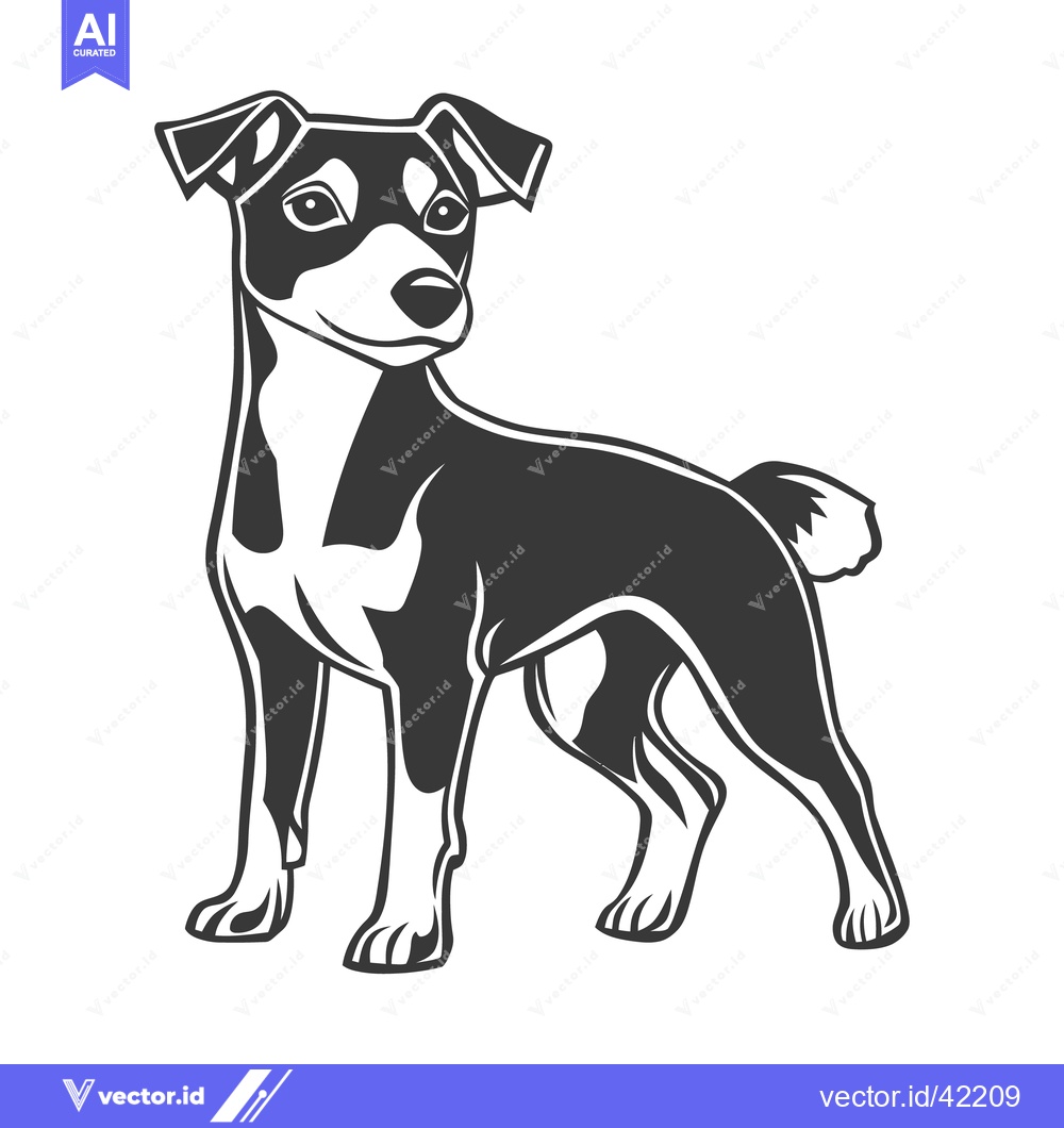 Premium Vector dari A black and white drawing depicts a standing canine animal