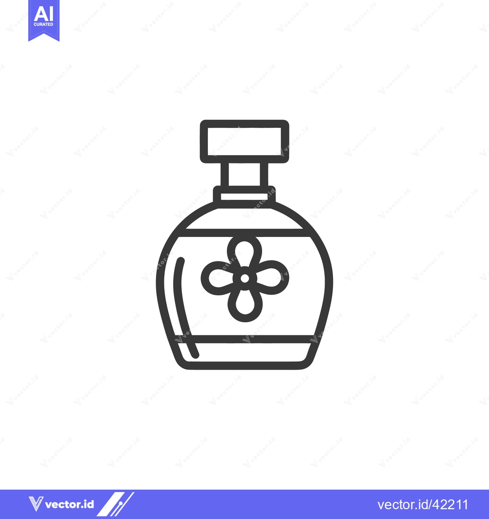 Premium Vector of Elegant Perfume Bottle Icon with Floral Design, Minimalist Style