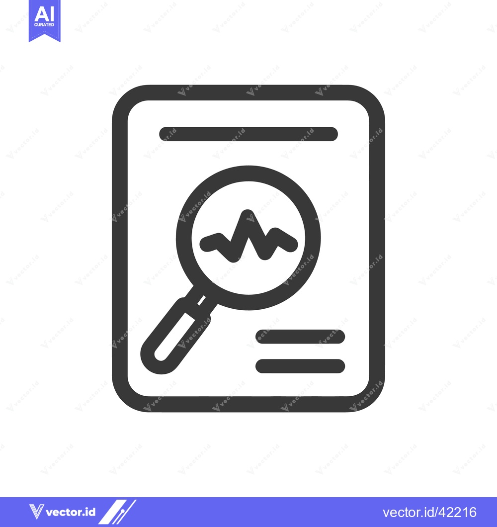 Premium Vector of Data Analysis Icon: Magnifying Glass Inspecting Financial Graph on Doc