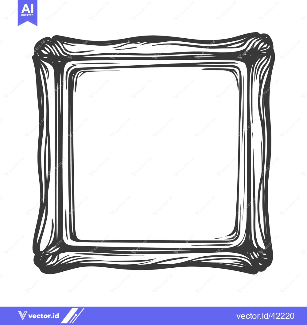 Premium Vector of A square ornate wooden frame isolated against a white background