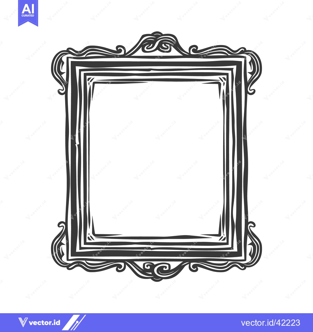 Premium Vector of A decorative antique picture frame with ornate curling embellishments