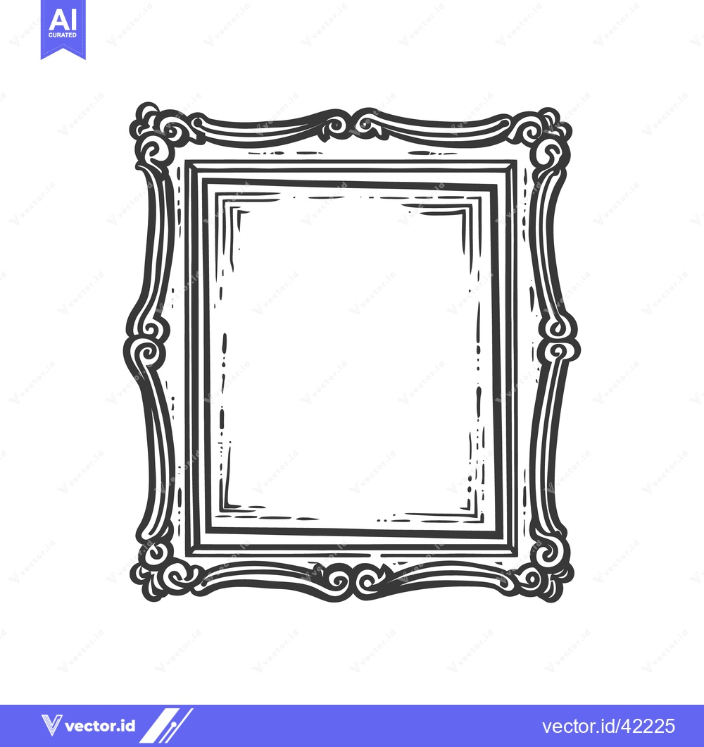 Premium Vector of An intricately decorated picture frame in a black and white design