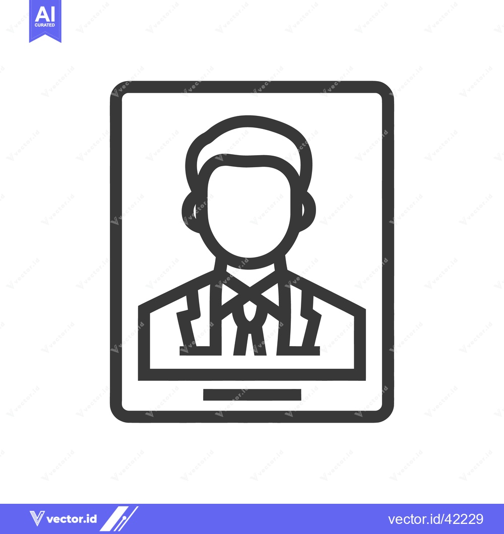 Premium Vector of Minimalist Icon of a Man in Suit and Tie, Framed Portrait