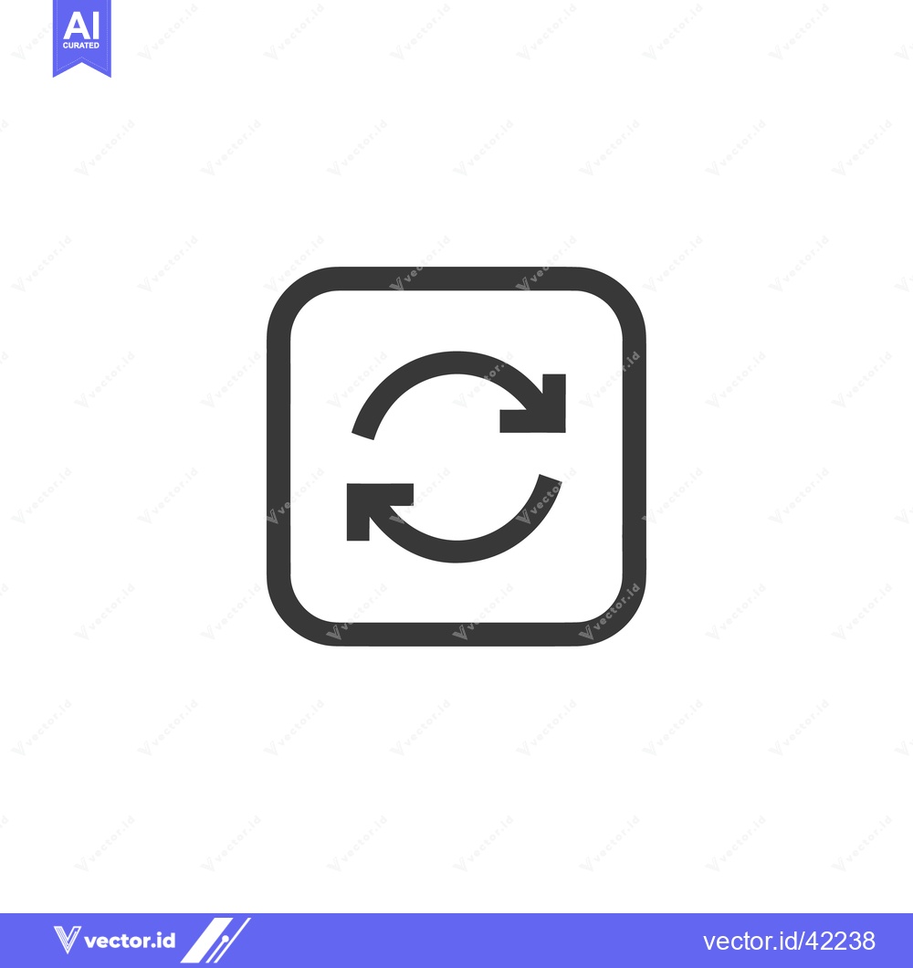 Premium Vector dari Refresh Icon: Circular Arrows in Rounded Square, Dark Gray on White
