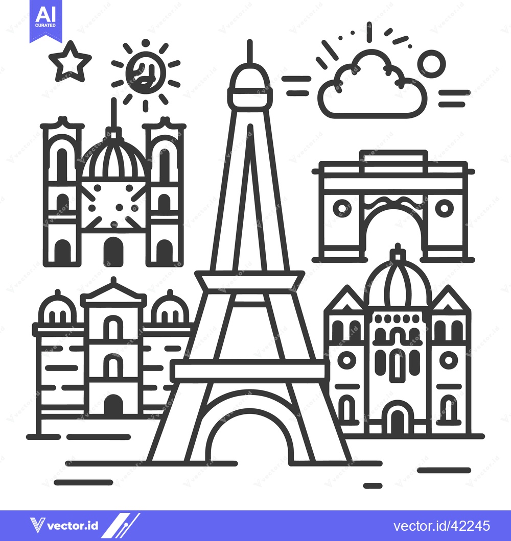 Premium Vector of A stylized illustration of iconic landmarks of the city