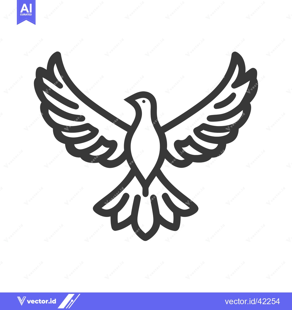 Premium Vector of Simple black and white stylized bird with outstretched wings flying