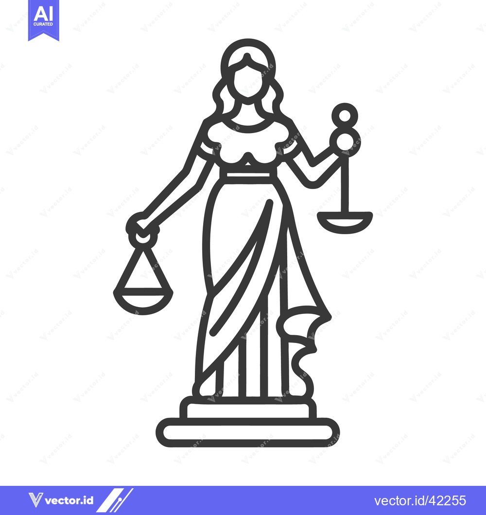 Premium Vector of A stylized black and white depiction of justice holding scales