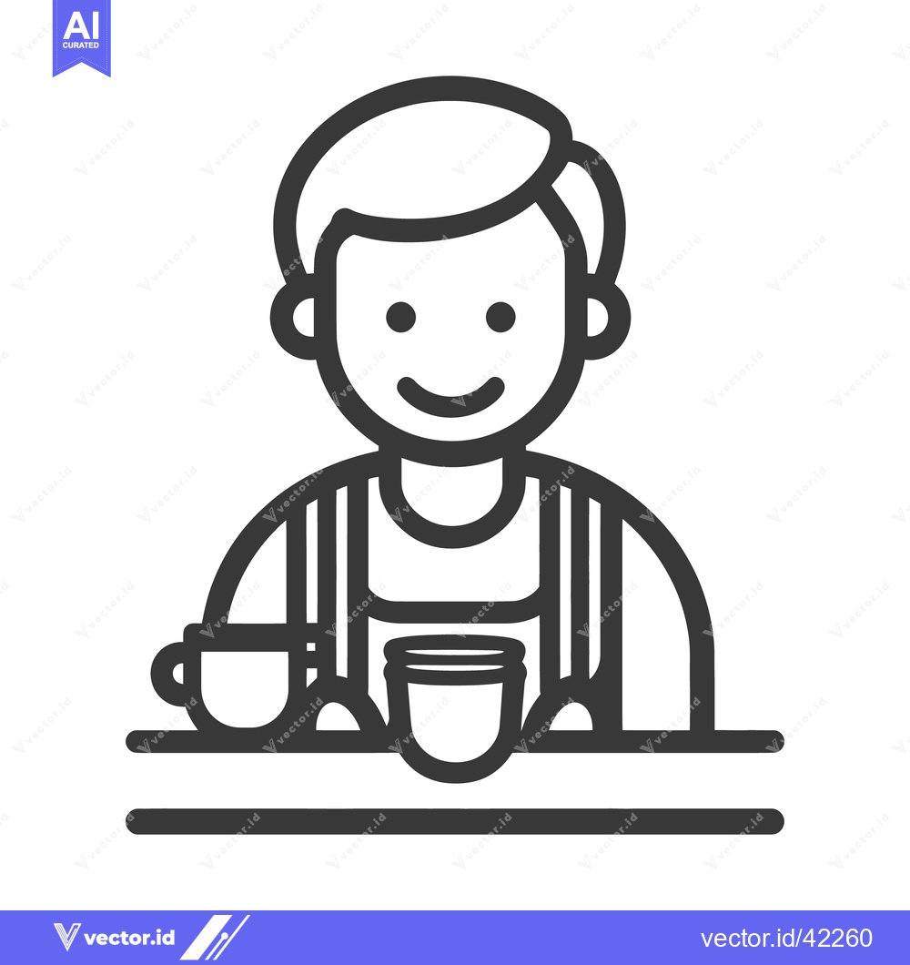 Premium Vector dari A cheerful person with coffee preparing items on a counter