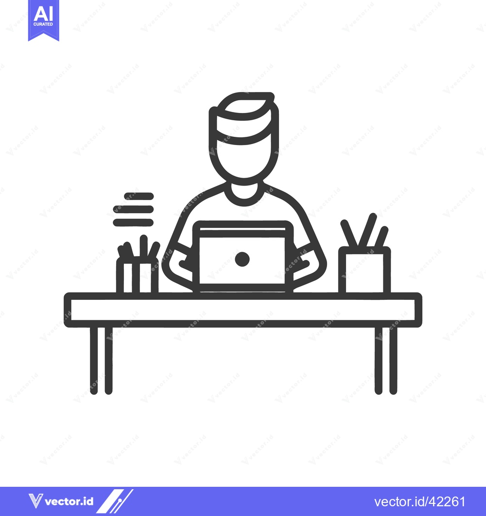 Premium Vector dari A person using a computer while sitting at a desk