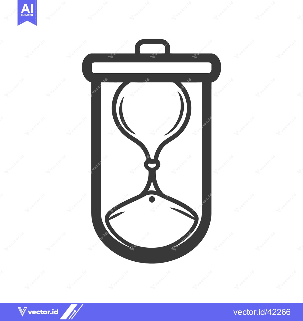 Premium Vector of An hourglass icon is inside a waste bin illustration