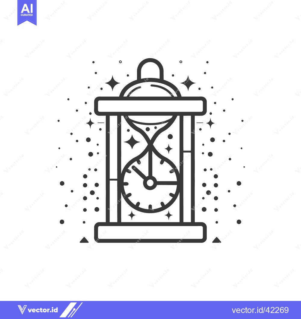 Premium Vector dari A decorative image showing an hourglass and a clock face