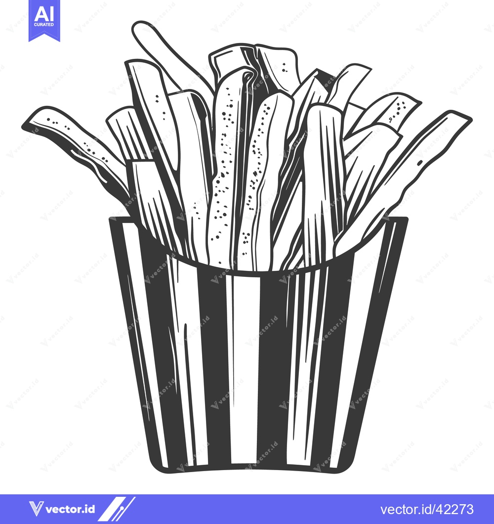 Premium Vector of An artistic illustration featuring a carton of french fried potatoes