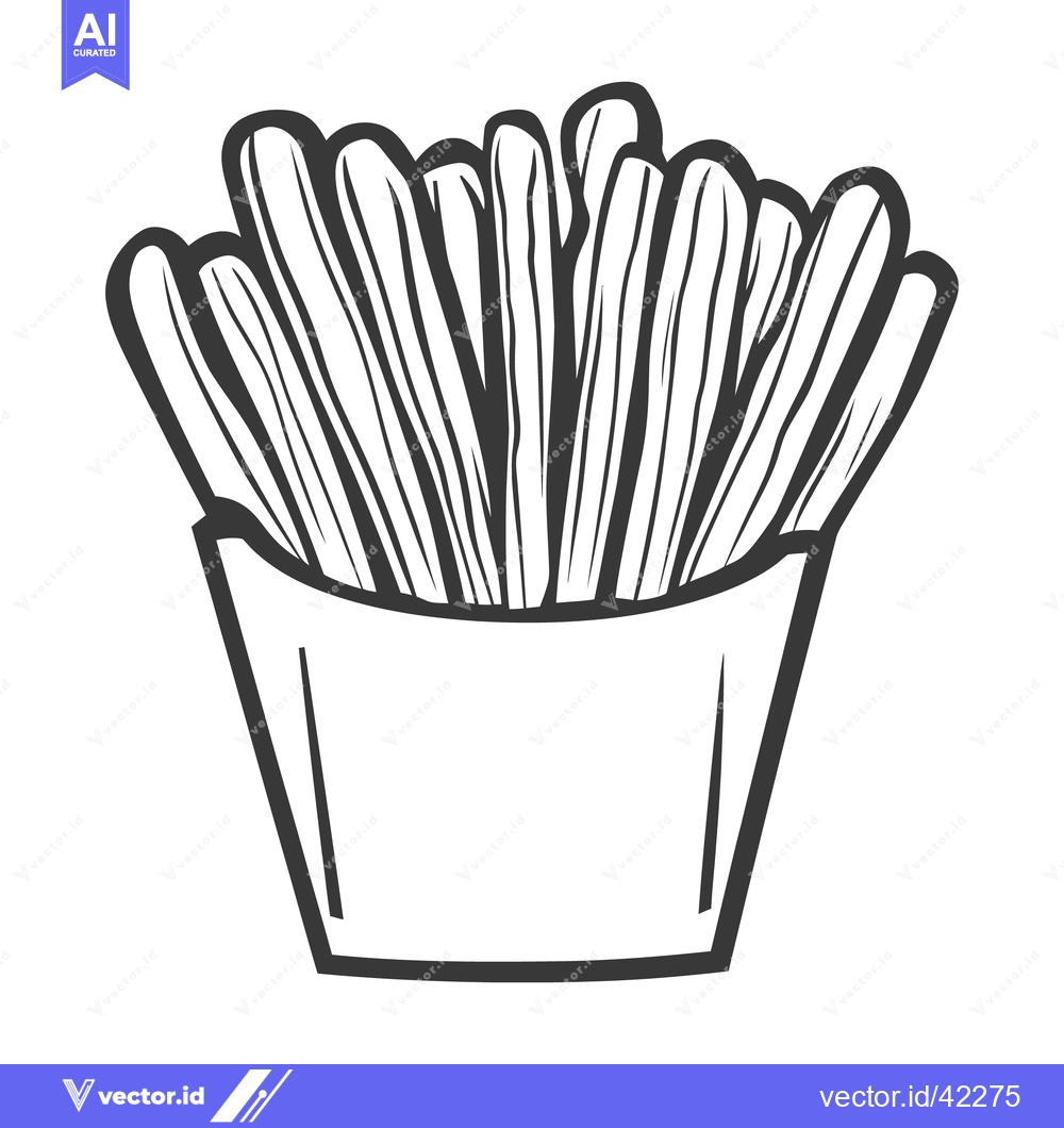 Premium Vector dari A black and white illustration of french fried potato sticks