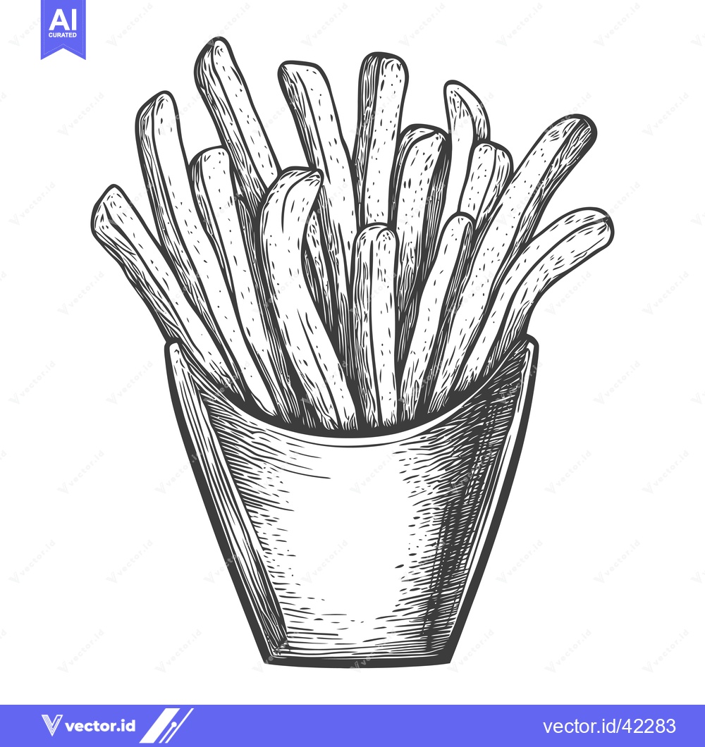 Premium Vector dari A serving of french fries in a paper container