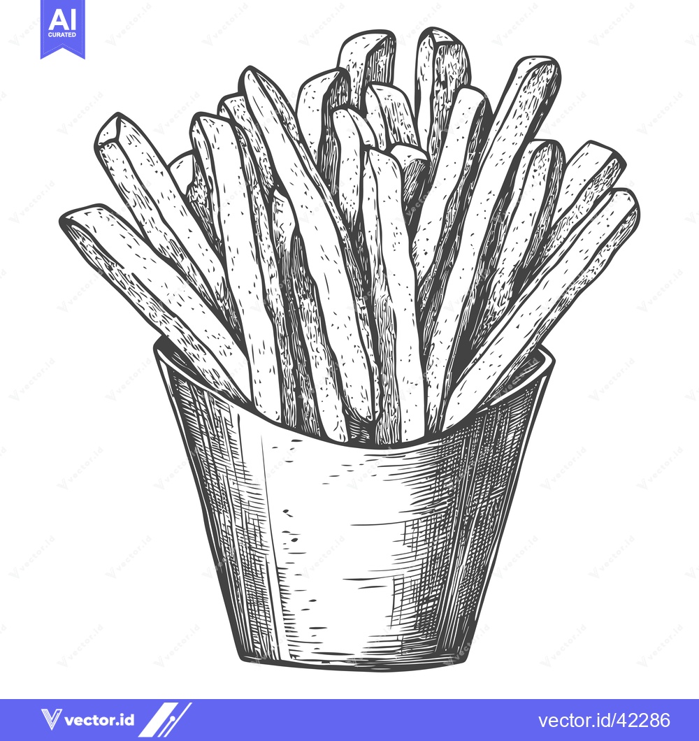 Premium Vector dari A Hand Drawn Illustration Of French Fries In A Paper Cup
