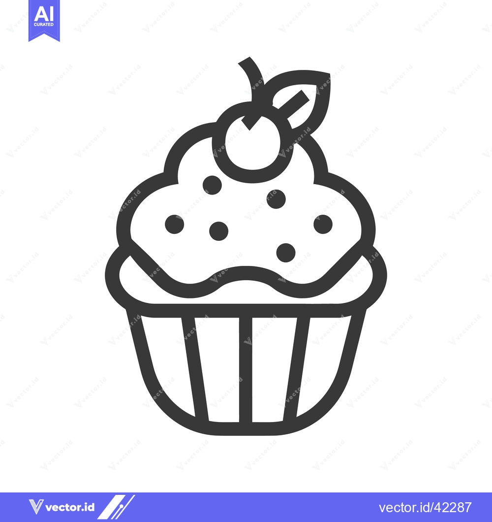 Premium Vector dari A small black and white illustration of a cupcake treat