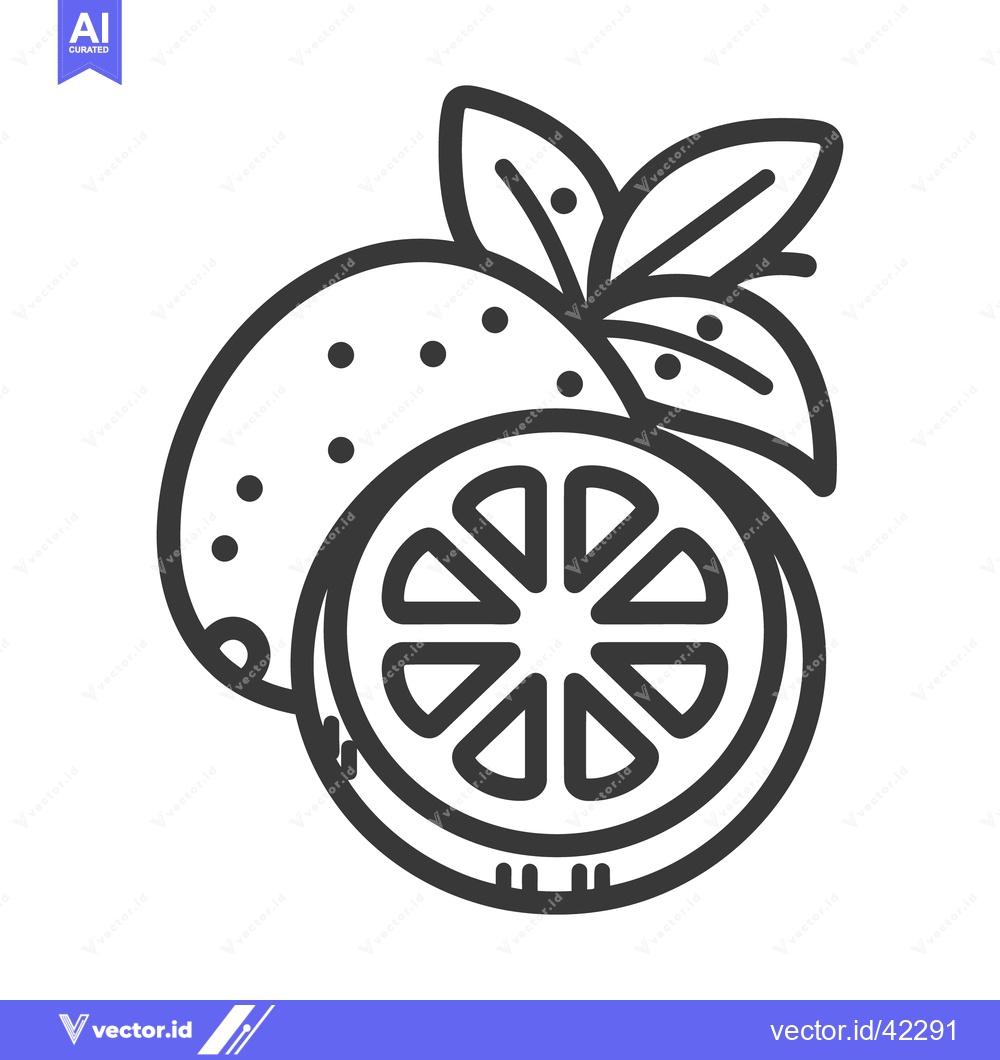 Premium Vector dari A simple vector illustration depicting a citrus fruit with leaves