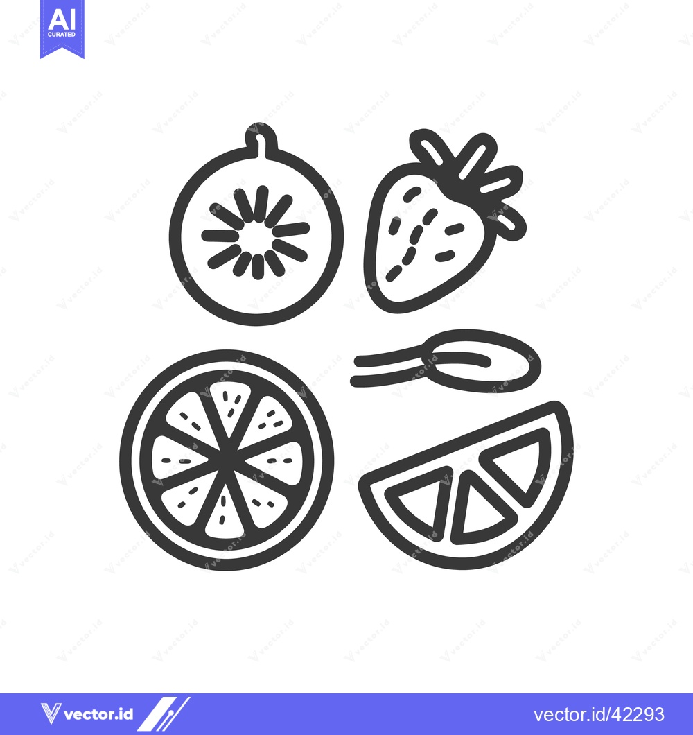 Premium Vector dari Several stylized illustrations depicting different types of fresh frui