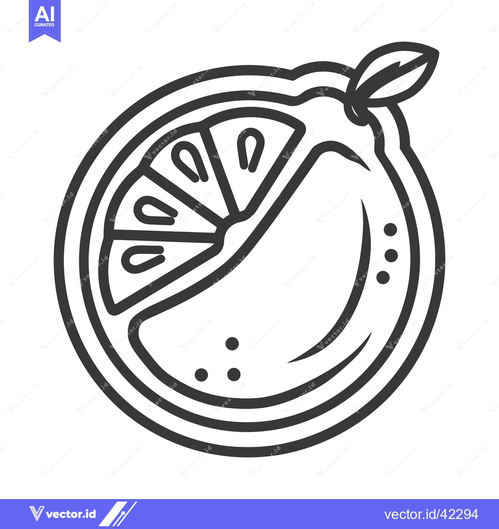 Premium Vector of A stylized illustration depicting sliced citrus fruit with leaf detail