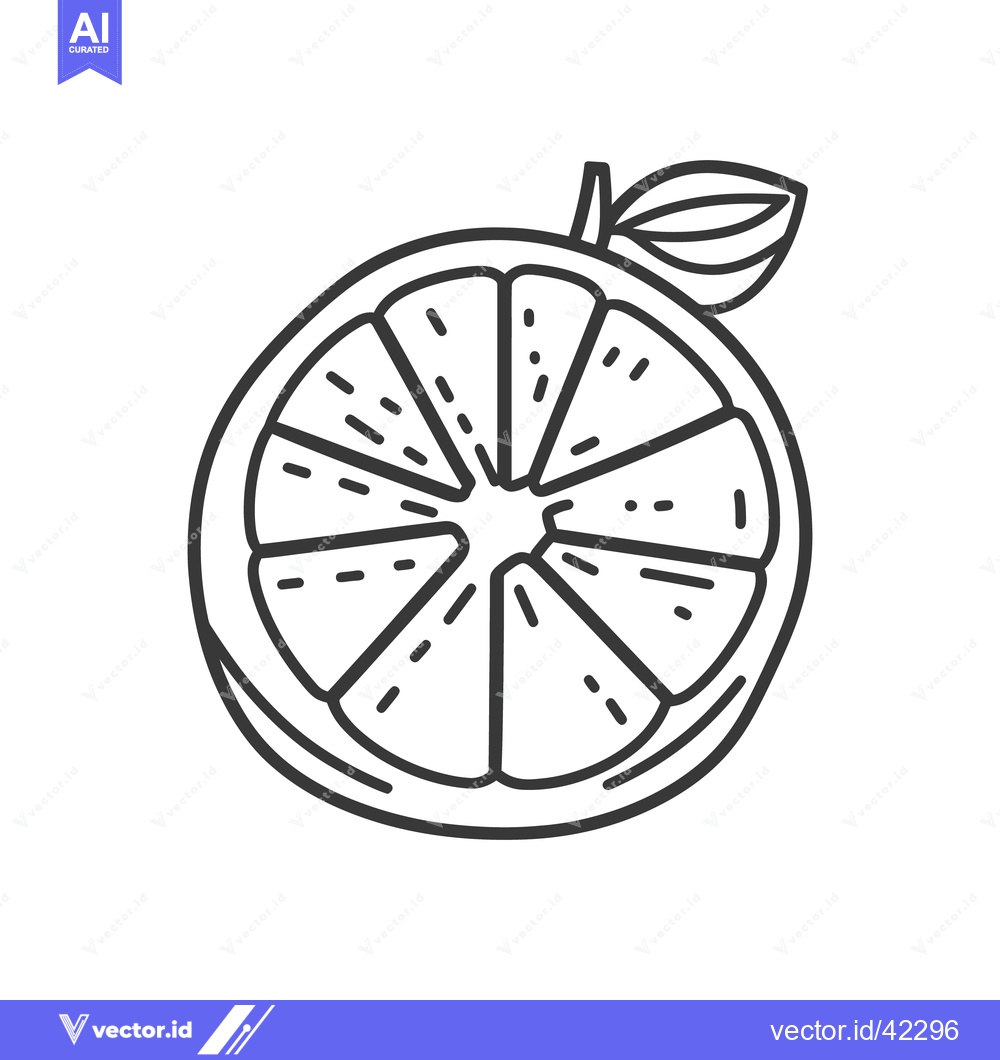 Premium Vector dari A black and white illustration of a sliced citrus fruit