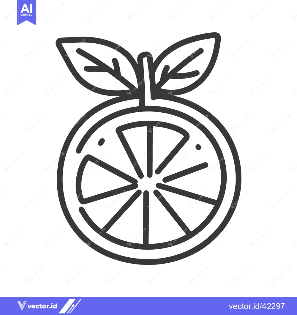 Premium Vector dari A simple black and white illustration of a sliced citrus fruit