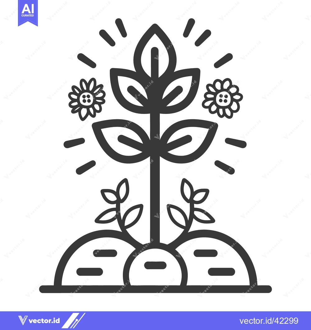 Premium Vector dari A stylized illustration of a growing plant with blossoms