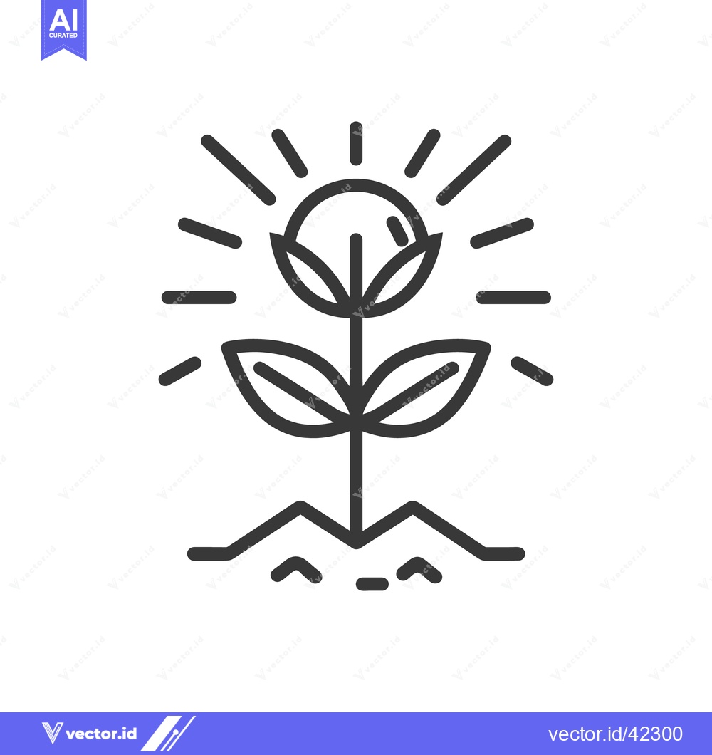 Premium Vector dari A plant blossoming under the shining suns bright radiating beams