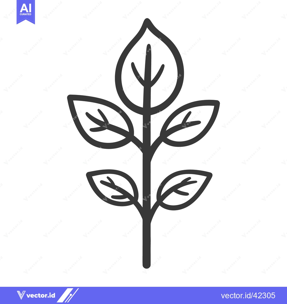 Premium Vector dari A black and white illustration of a plant with multiple leaves
