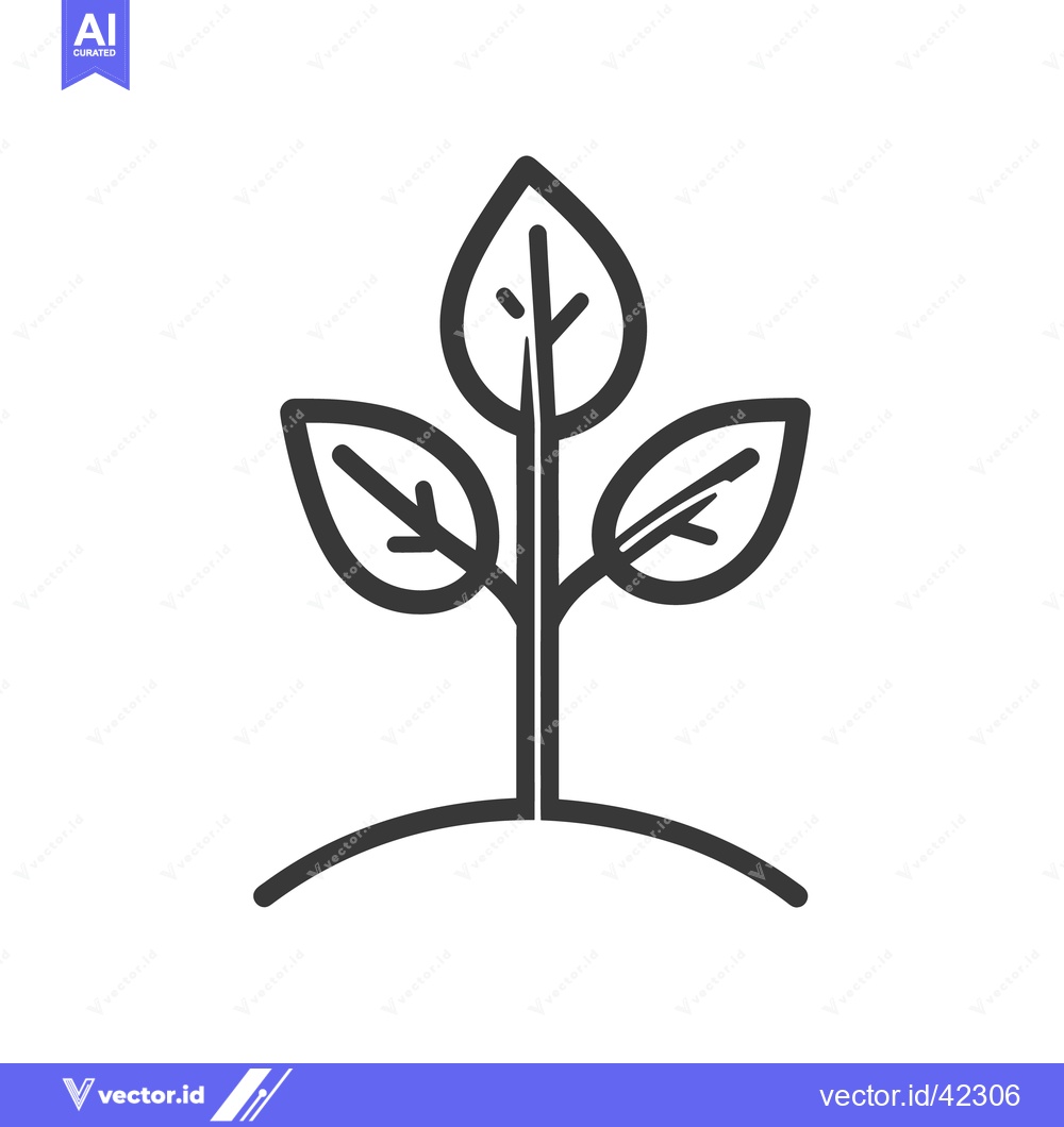 Premium Vector dari A Simple Line Art Illustration Depicting a Small Plant